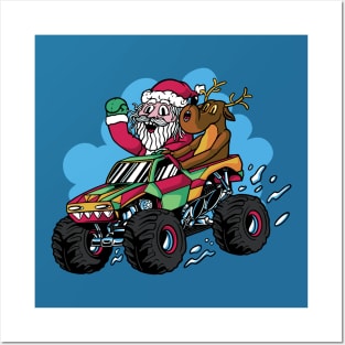 Ready to Crush Christmas // Santa Monster Truck Xmas Posters and Art